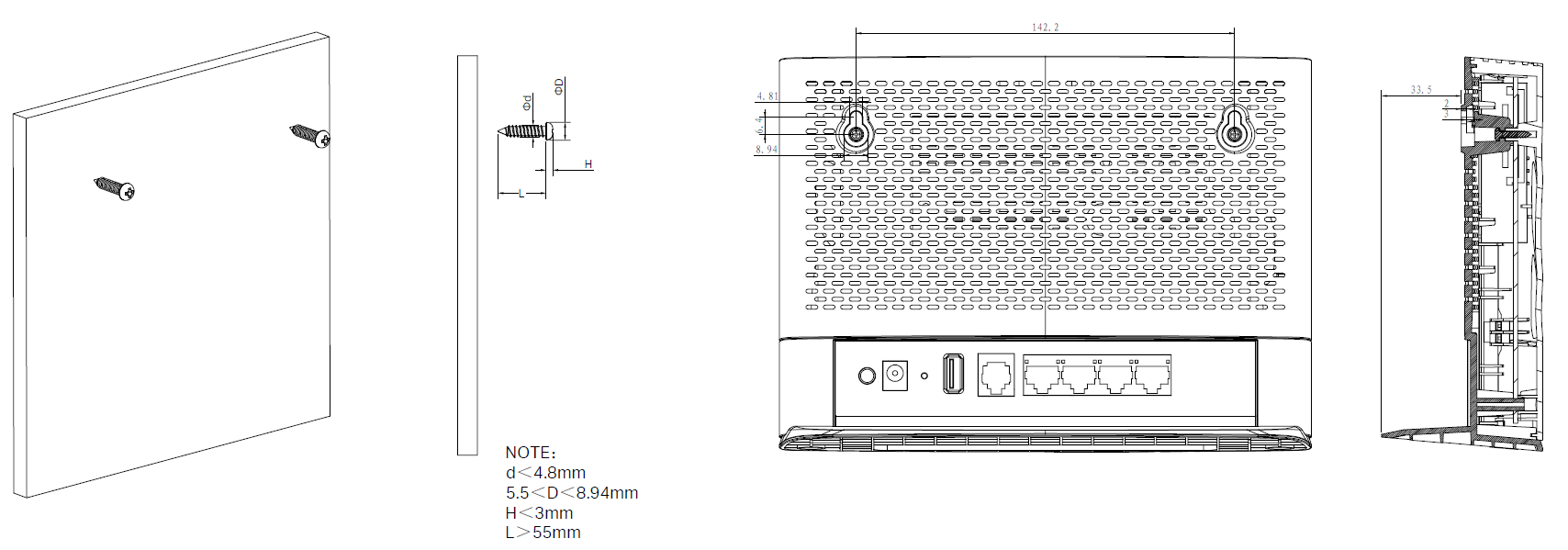Wall Mounting Diagram of EX230v