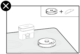 Avoid placing the dock on carpet when using the mopping attachment
