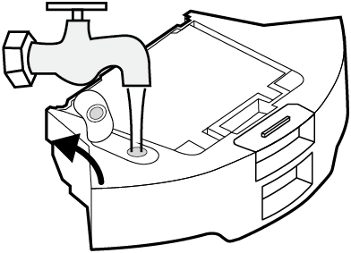 Remove the rubber plug and add water to the water tank.