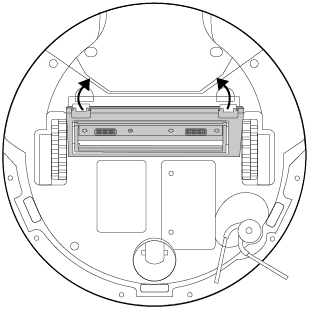 Press on the main brush cover and listen for a click to lock it in place.