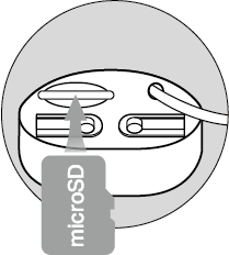 Displays how to inset the microSD card into the slot