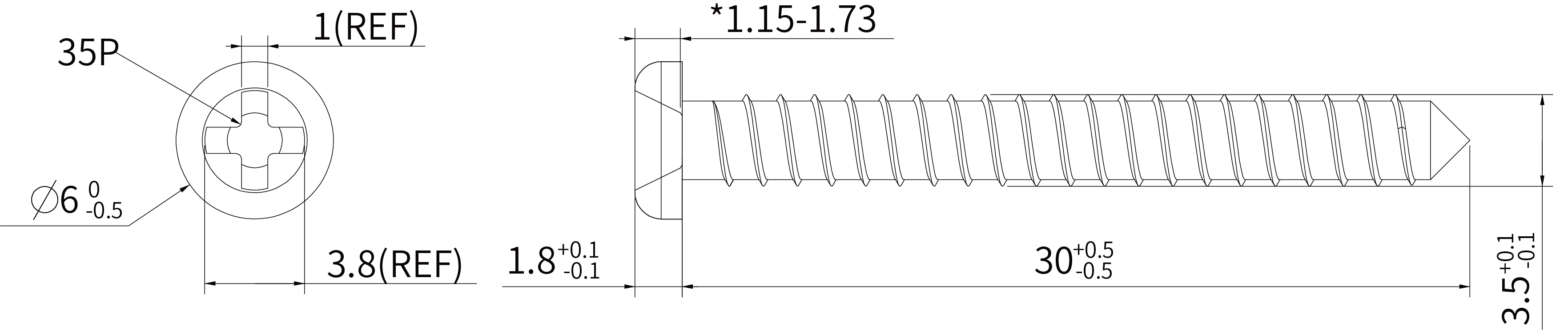ST3.5*30 screw size