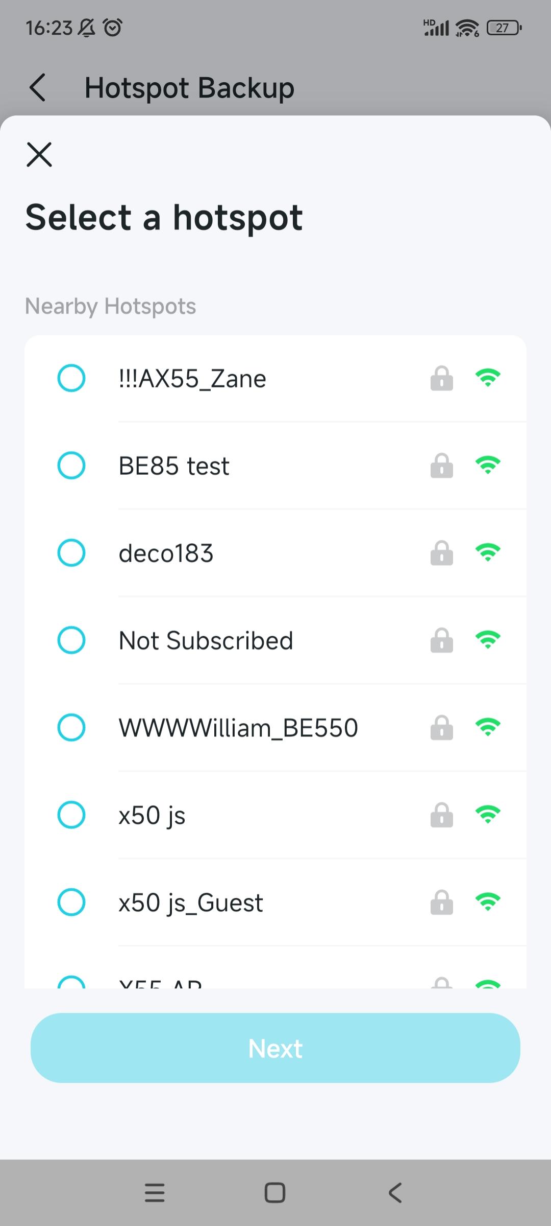 nearby hotspots for network backup