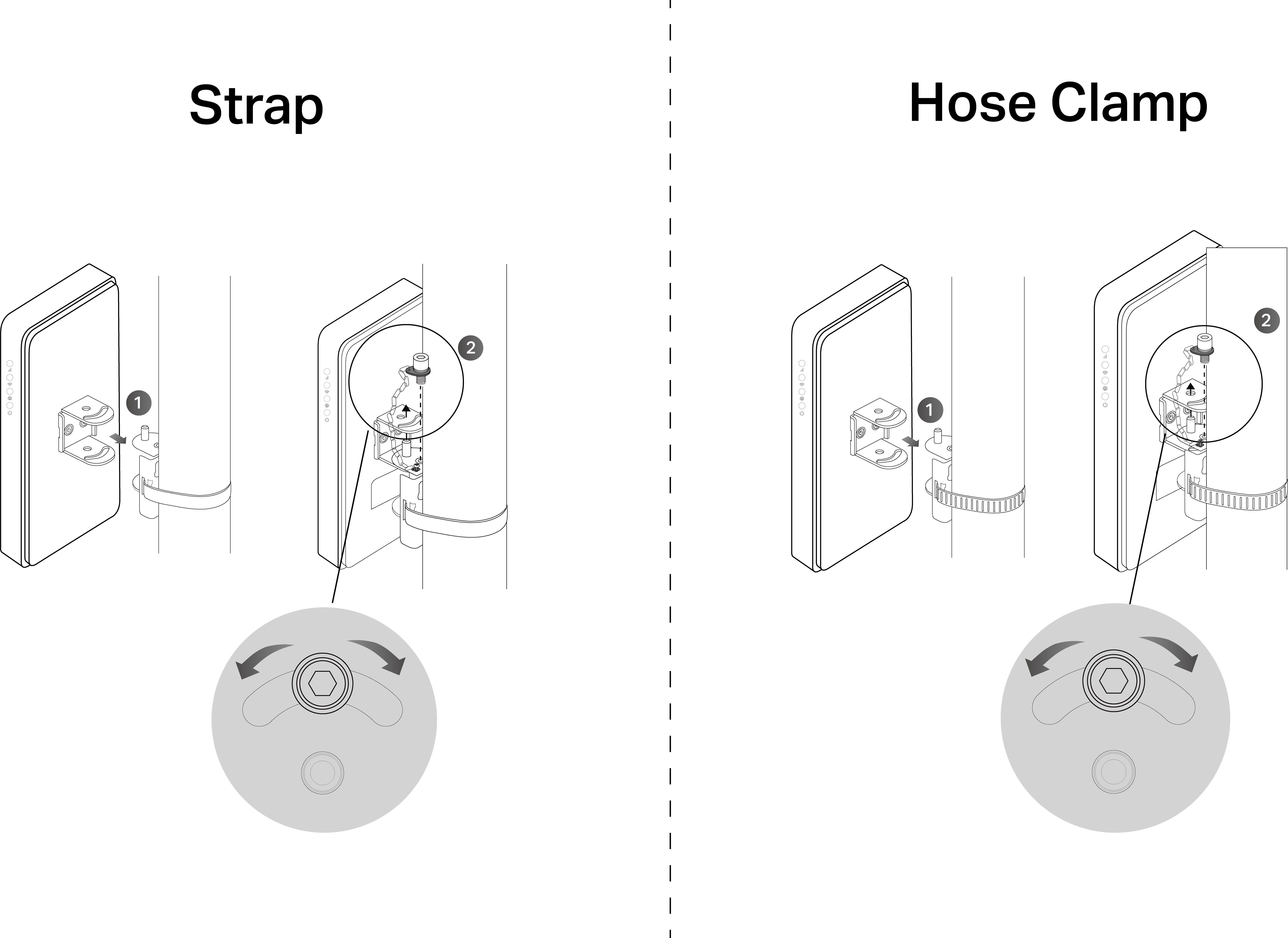 Image of securing the outdoor router to the pole