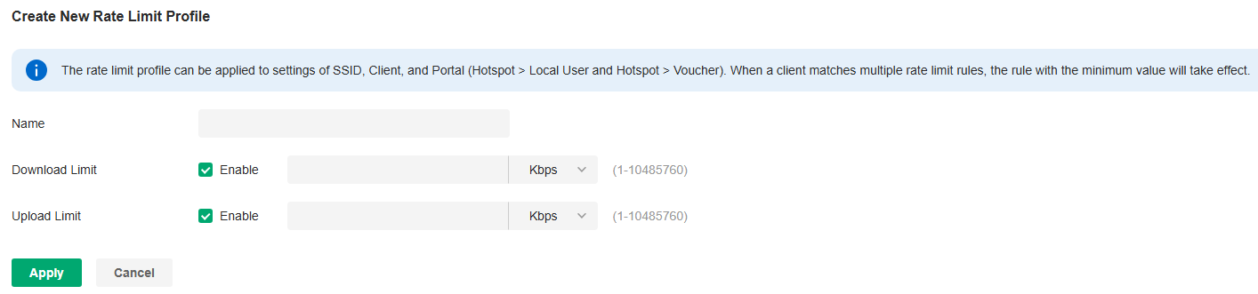 Create New Rate Limit Profile