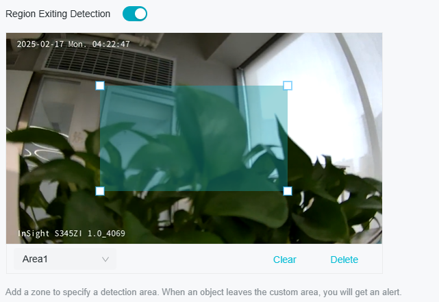 region exiting detection