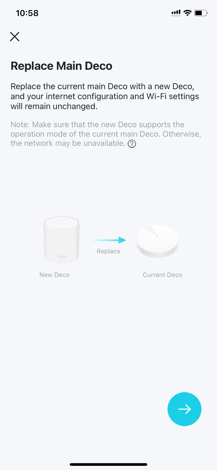 requirements before replacing main Deco