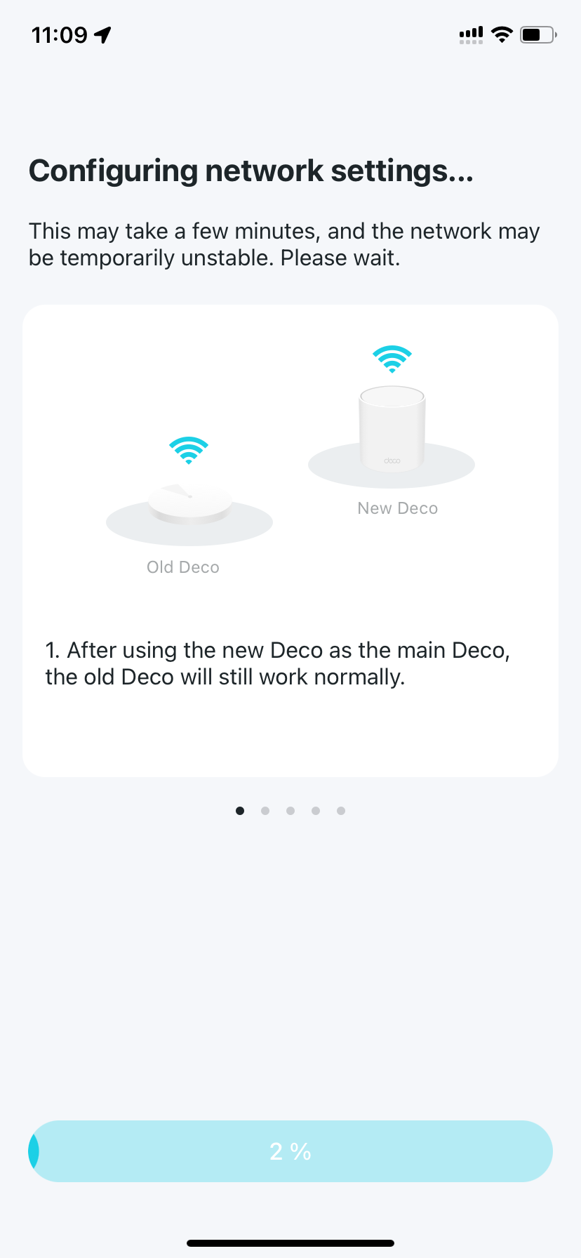 The Deco device is currently being replaced and you'll need to wait for a few minutes.