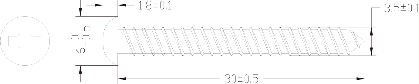 screw size with 6 mm diameters