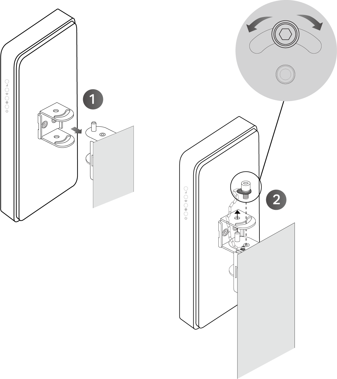Image of securing the outdoor router to the wall