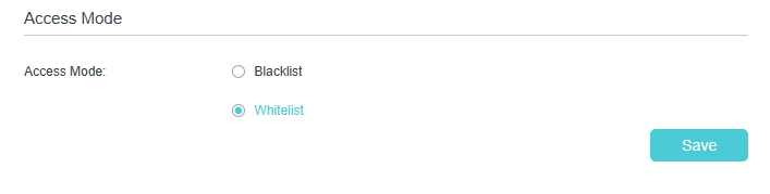 Select Whitelist for access mode