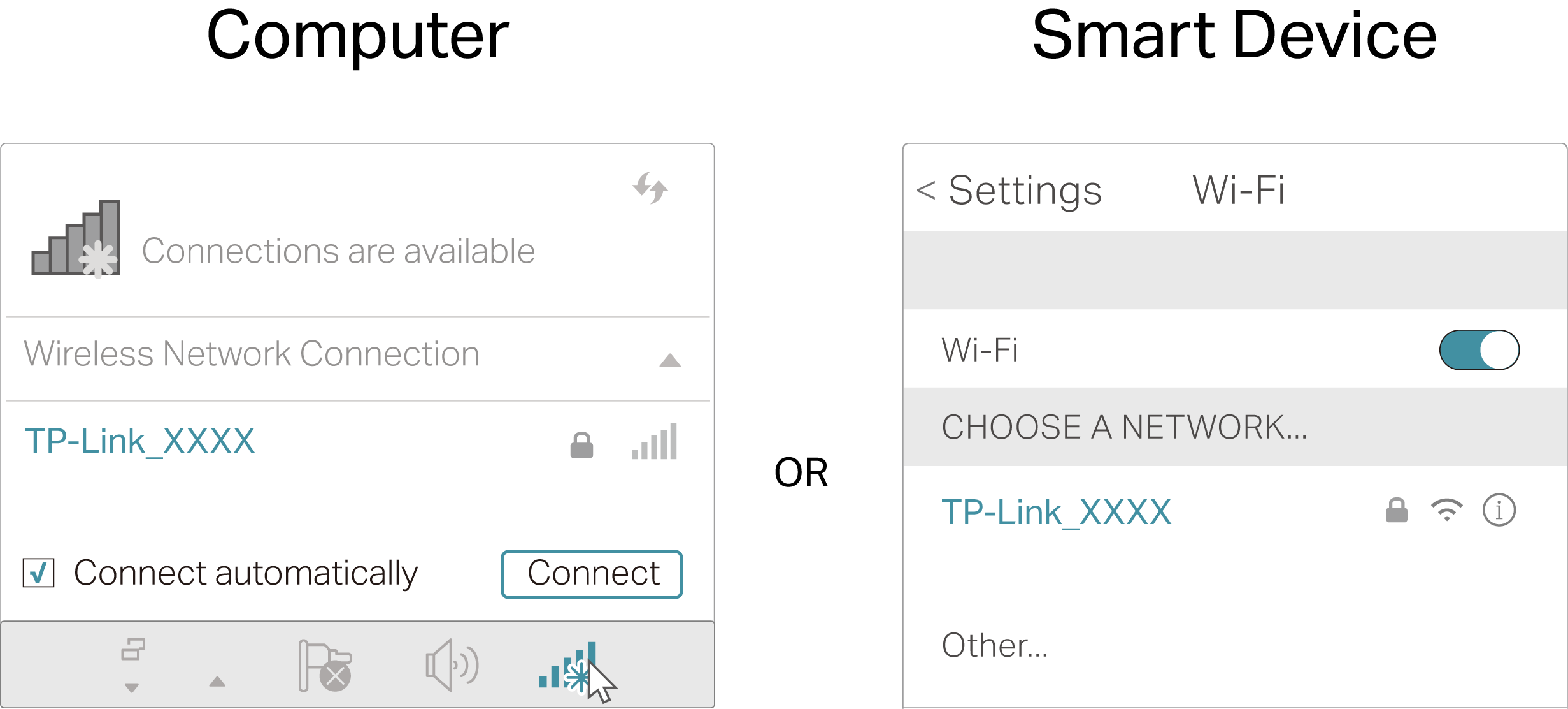 Image of wireless connection for computer and smart device
