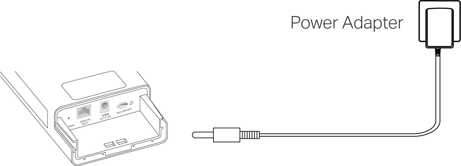 Image of power connection via a Power Adapter