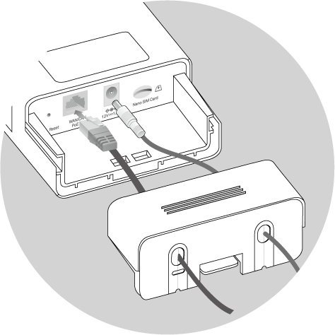Image of fit the Ethernet cable and DC cord