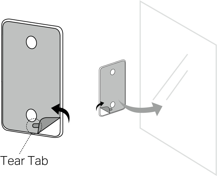 Image of tearing off the double-sided tape for window mounting bracket