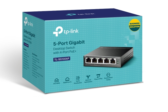 switch tp-link 5 portas gigabit 4 portas poe  - tl-sg1005p